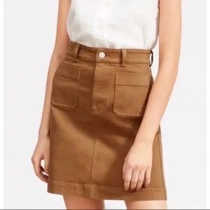 Everlane The Patch Pocket Mini Twill Skirt In Ochre, Size 00